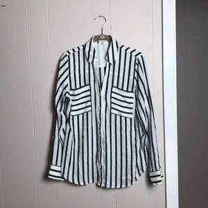 Black and White Striped Blouse
